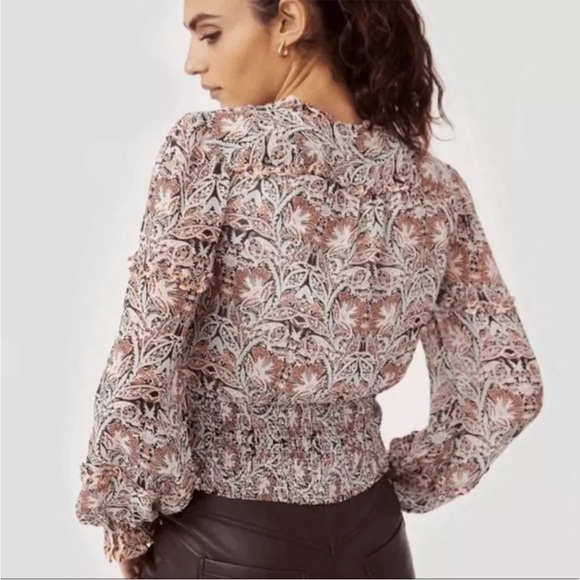 Anthropologie Womens Floral Print Ruffle Blouse. Size medium. - Picture 8 of 10